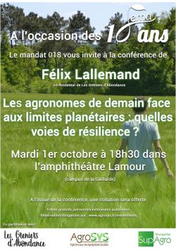 Conférence Félix Lallemand (Les Greniers d’abondance) 