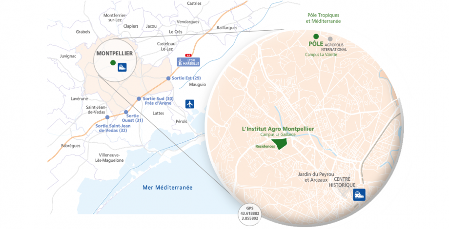 L'Institut Agro Montpellier - Plan d'accès Campus La Gaillarde